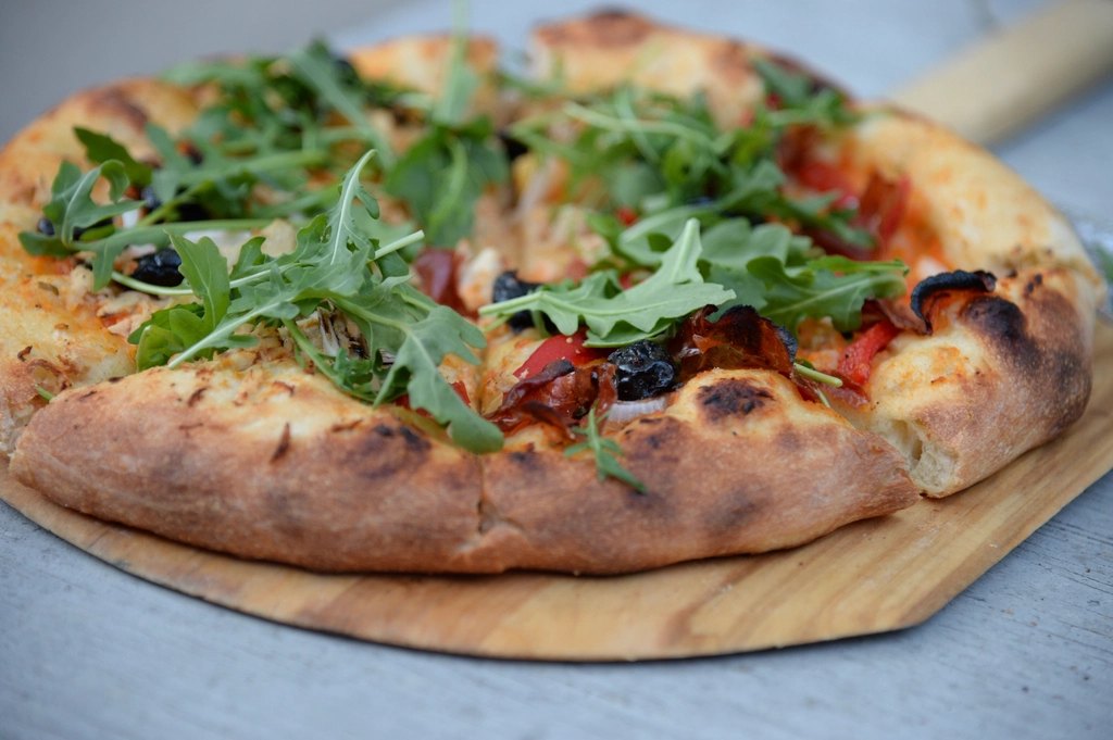 Pizza con rúcula